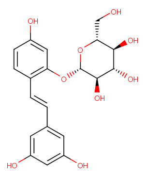 Oxyresveratrol 2-O-β-D-glucopyranoside Chemical Structure