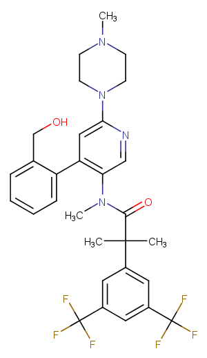 Netupitant metabolite Monohydroxy Netupitant Chemical Structure