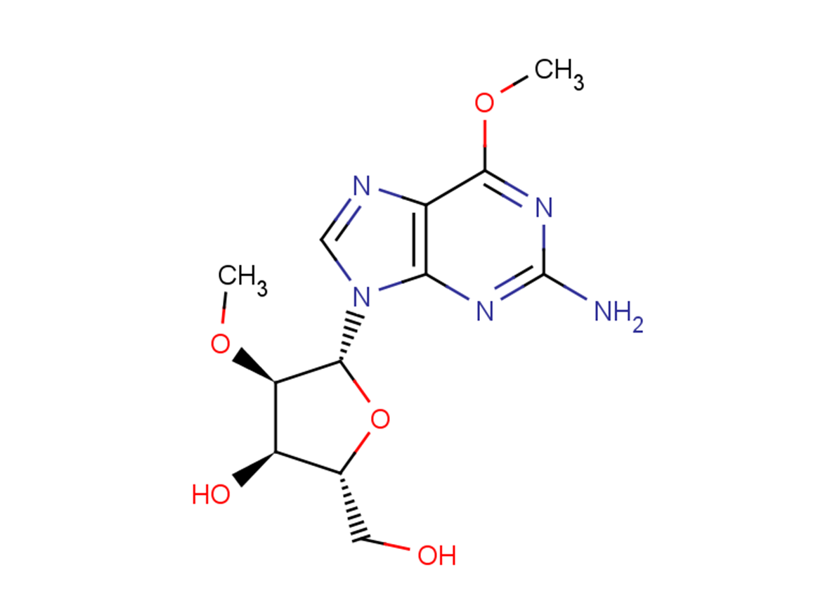 2-Amino-6-O-methyl-2’-O-methyl   purine riboside Chemical Structure