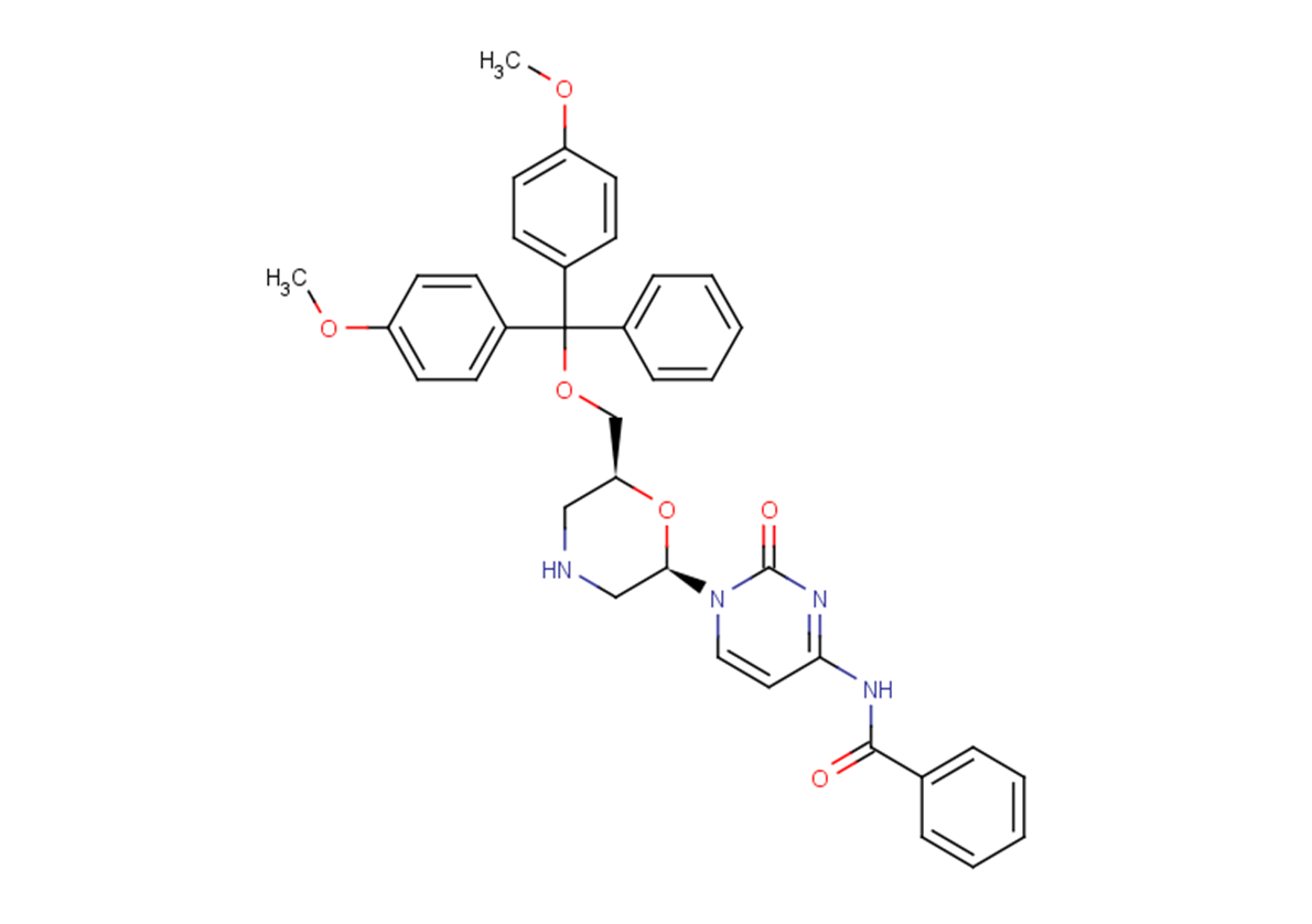novelN4-Benzoyl-7’-O-(4,4’-dimethoxytrityl oxy)morpholinocytosine Chemical Structure