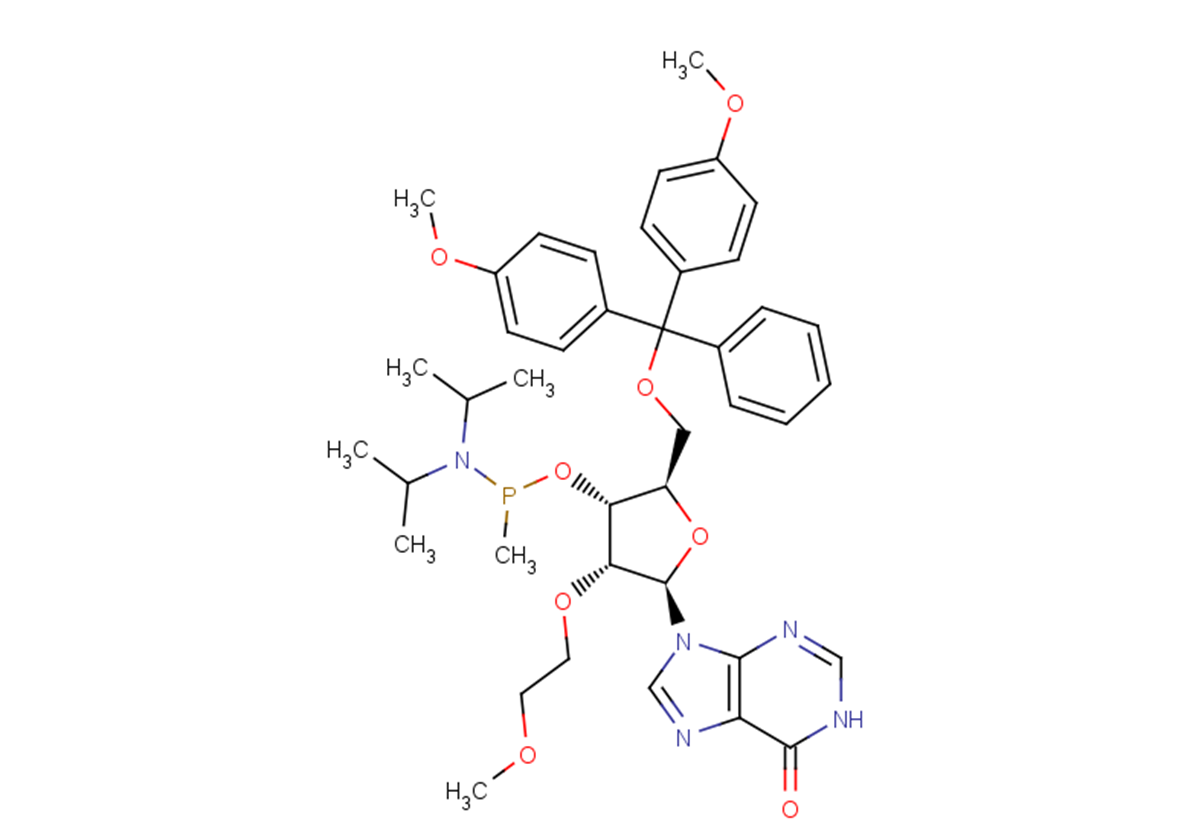 5’-O-DMTr-2’-O-MOE   inosine 3’-P-methyl phosphonamidite Chemical Structure