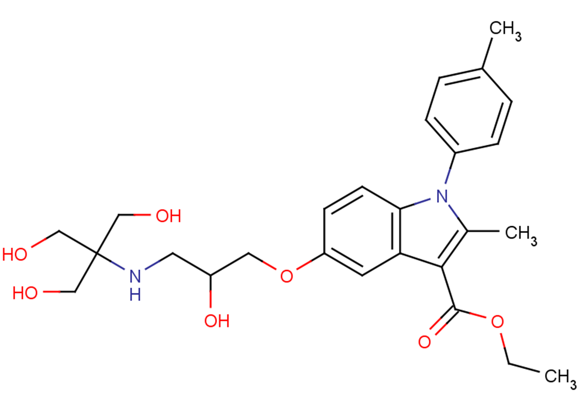 1H-Indole-3-carboxylic acid, 5-[2-hydroxy-3-[[2-hydroxy-1,1-bis(hydroxymethyl)ethyl]amino]propoxy]-2-methyl-1-(4-methylphenyl)-, ethyl ester