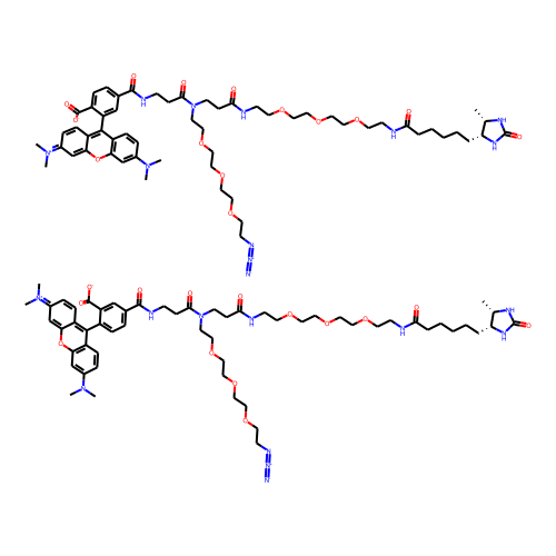 (5,6)TAMRA-PEG3-Azide-PEG3-Desthiobiotin Chemical Structure
