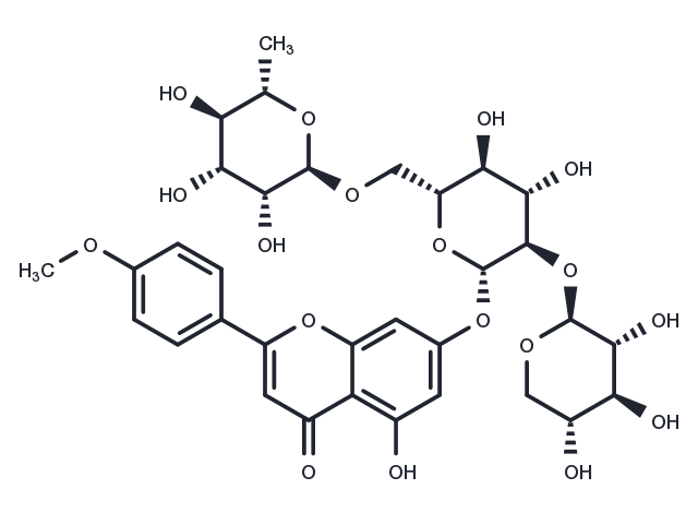 Acacetin 7-O-β-D-xylopyranosyl-(1→2)[α-L-rhamnopyranosyl-(1→6)]-β-D-glucopyranoside Chemical Structure