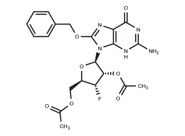 2’,3’-Di-O-acetyl-8-benzyloxy-3’-deoxy-3’-fluoroguanosine Chemical Structure