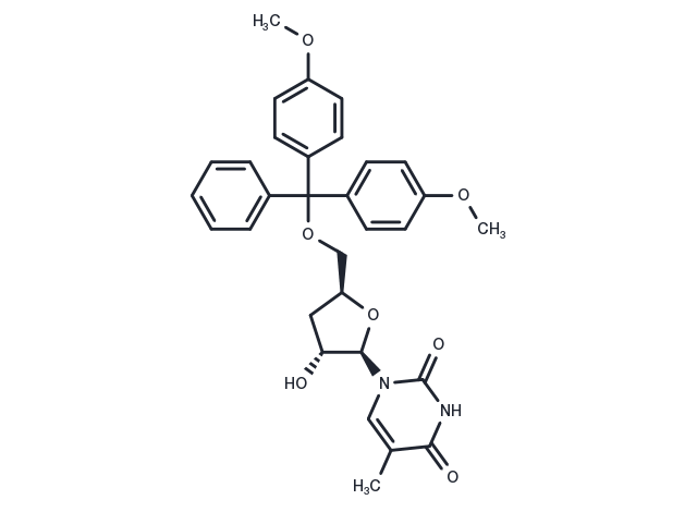 5’-O-(4,4-Dimethoxytrityl)-3’-deoxy-5-methyluridine Chemical Structure