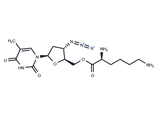 L-Lysine, 5'-ester with 3'-azido-3'-deoxythymidine Chemical Structure