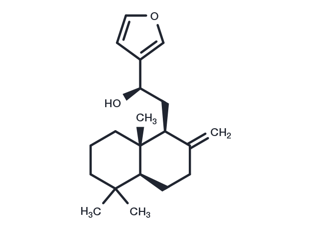 15,16-Epoxy-12R-hydroxylabda-8(17),13(16),14-triene Chemical Structure