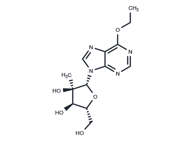 6-Ethoxy-9-beta-D-(2-C-methyl-ribofuranosyl)purine Chemical Structure
