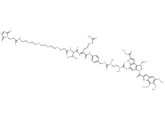 Mal-PEG4-VC-PAB-DMEA-Seco-Duocarmycin SA Chemical Structure