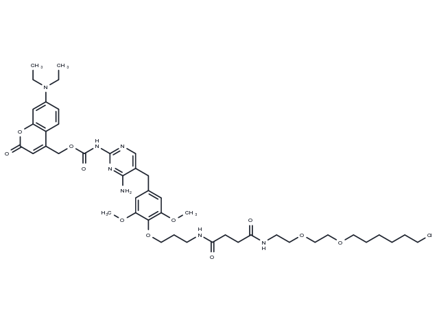 Coumarin-TMP-Halo Chemical Structure