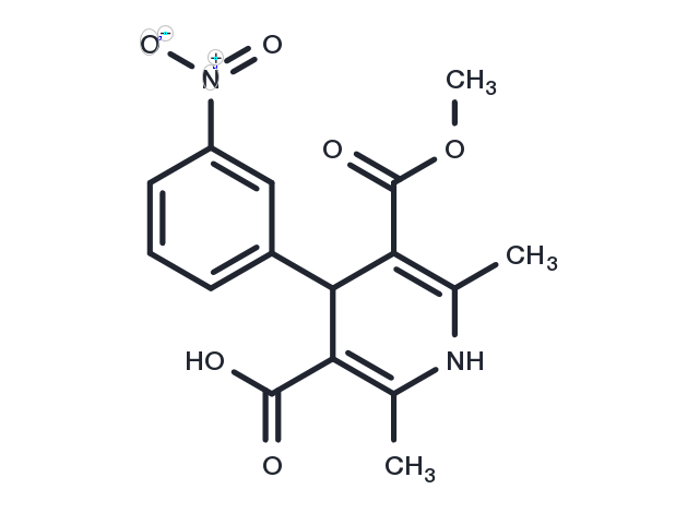 5-(Methoxycarbonyl)-2,6-dimethyl-4-(3-nitrophenyl)-1,4-dihydropyridine-3-carboxylic acid Chemical Structure