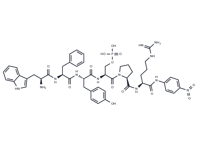 H-Trp-Phe-Tyr-Ser(PO3H2)-Pro-Arg-pNA Chemical Structure
