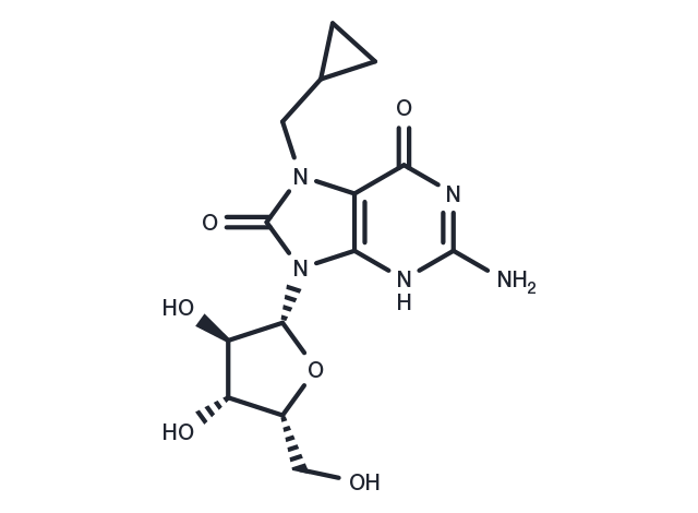 7-Cyclopropylmethyl-7,8-dihydro-8-oxo-9-(b-D-xylofuranosyl)   guanine Chemical Structure