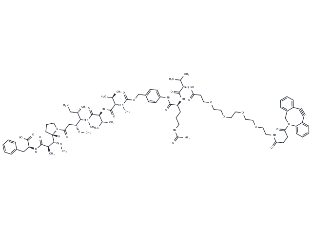 DBCO-PEG4-Val-Cit-PAB-MMAF Chemical Structure