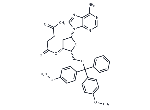 5’-O-(4,4’-Dimethoxytrityl)-3’-O-levulinyl-2’-deoxyadenosine Chemical Structure