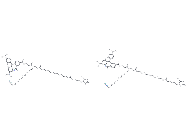 (5,6)TAMRA-PEG3-Azide-PEG3-Desthiobiotin Chemical Structure