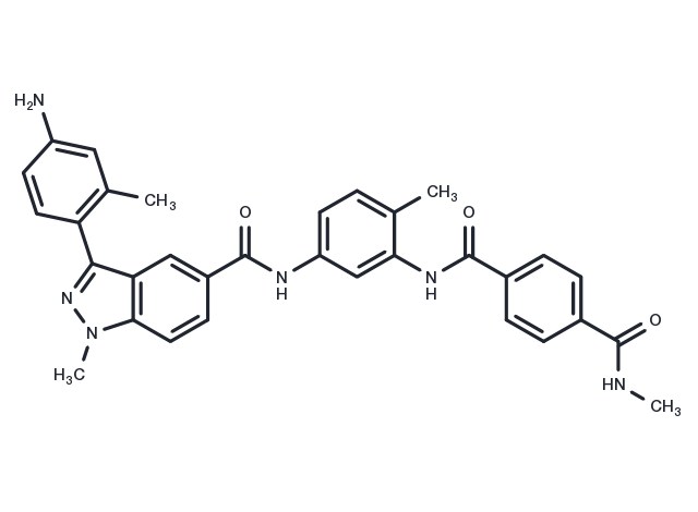 N1-[5-[[[3-(4-Amino-2-methylphenyl)-1-methyl-1H-indazol-5-yl]carbonyl]amino]-2-methylphenyl]-N4-methyl-1,4-benzenedicarboxamide Chemical Structure
