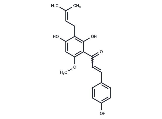 1-[2,4-Dihydroxy-6-methoxy-3-(3-methyl-2-buten-1-yl)phenyl]-3-(4-hydroxyphenyl)-2-propen-1-one Chemical Structure