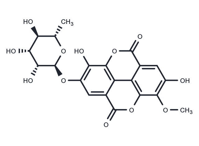 3-O-methylellagic acid 4'-O-alpha-L-rhamnopyranoside Chemical Structure