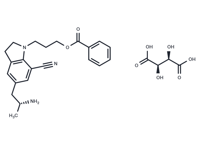 5-[(2R)-2-Aminopropyl]-1-[3-(benzoyloxy)propyl]-2,3-dihydro-1H-indole-7-carbonitrile (2R,3R)-2,3-dihydroxybutanedioate Chemical Structure
