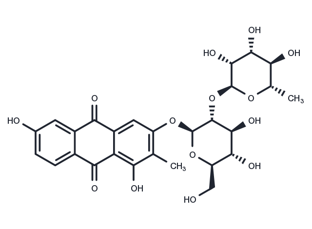 2-Methyl-1,3,6-trihydroxy-9,10-anthraquinone 3-O-α-rhamnosyl-(1→2)-β-glucoside Chemical Structure