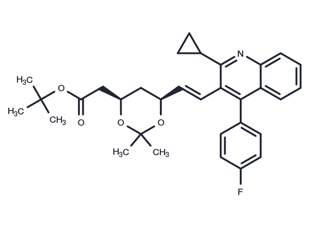 t-Butyl (3R,5S)-7-[2-cyclopropyl-4-(4-fluorophenyl)quinolin-3-yl]-3,5-isopropylidenedioxy-6-heptenoate Chemical Structure