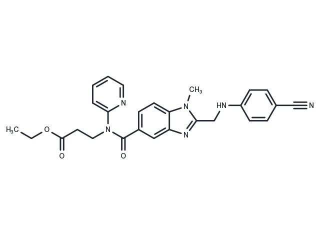Ethyl 3-(2-(((4-cyanophenyl)amino)methyl)-1-methyl-N-(pyridin-2-yl)-1H-benzo[d]imidazole-5-carboxamido)propanoate Chemical Structure