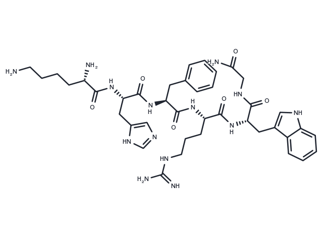 Lysyl-histidyl-phenylalanyl-arginyl-tryptophyl-glycinamide Chemical Structure