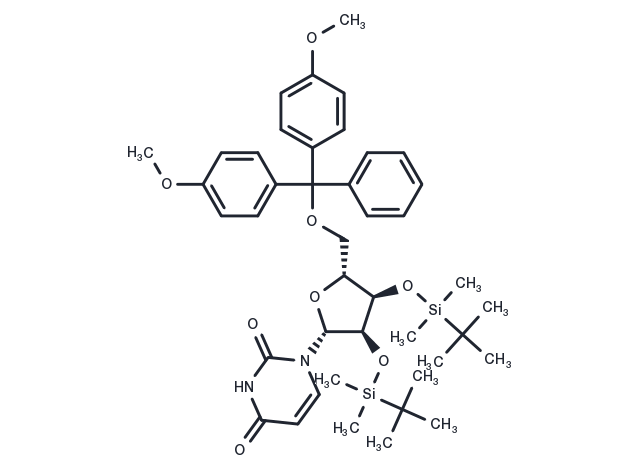 2’,3’-Bis-O-(t-butyldimethylsilyl)-5’-O-(4,4’-dimethyltriphenylmethyl)uridine Chemical Structure