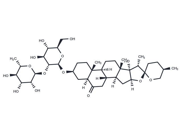(25R)-3β,17α-dihydroxy-5α- spirostan-6-one3-O-α-L- rhamnopyranosyl-(1→2)-β- D-glucopyranoside Chemical Structure