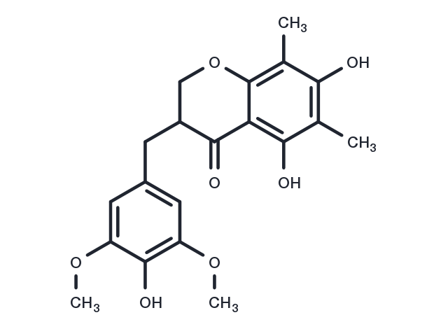 5,7-Dihydroxy-3-(4-hydroxy-3,5-dimethoxybenzyl)-6,8-dimethylchroman-4-one Chemical Structure