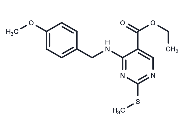 Ethyl 4-((4-methoxybenzyl)amino)-2-(methylthio)pyrimidine-5-carboxylate Chemical Structure