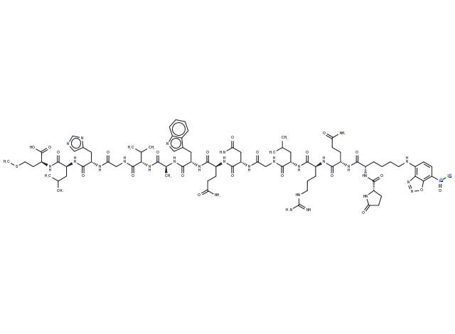 pGlu-K(-NBD)-Q-R-L-G-N-Q-W-A-V-G-H-L-M-N Chemical Structure
