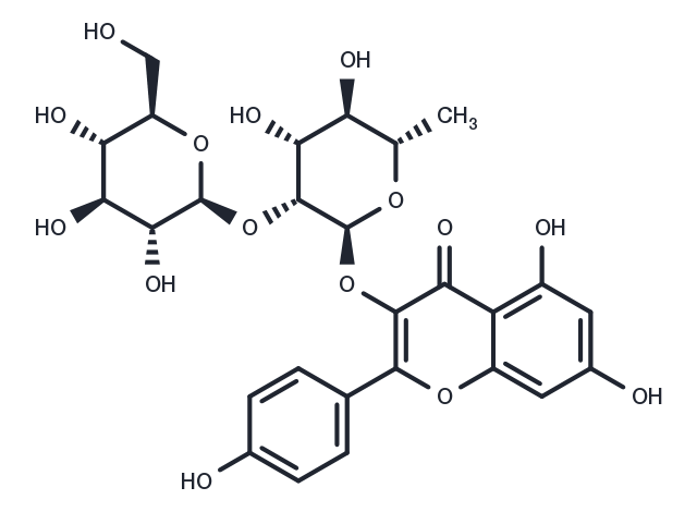 Kaempferol-3-O-β-D-glucosyl(1-2)rhamnoside Chemical Structure