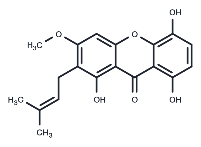 1,5,8-Trihydroxy-3-methoxy-2-prenylxanthone Chemical Structure