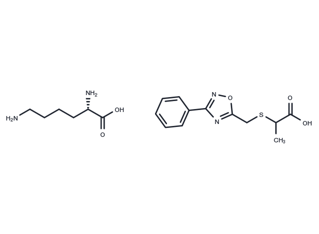 L-Lysine, mono(2-(((3-phenyl-1,2,4-oxadiazol-5-yl)methyl)thio)propanoate) Chemical Structure