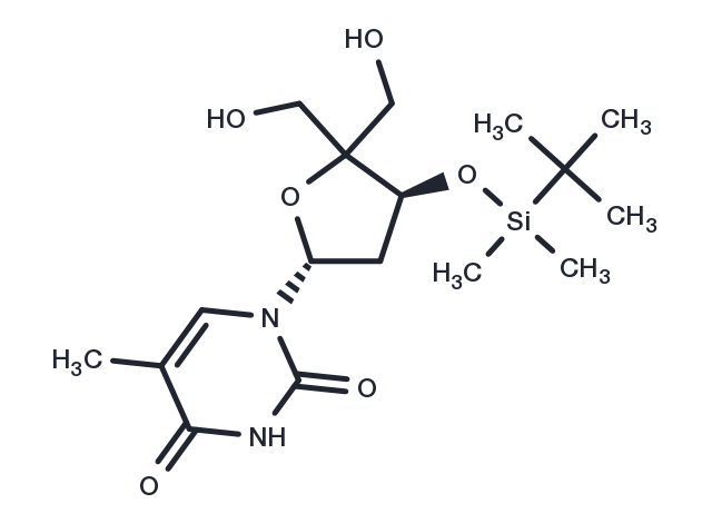 3’-O-t-Bulyldimethylsilyl-4’-C-hydroxymethylthymidine Chemical Structure
