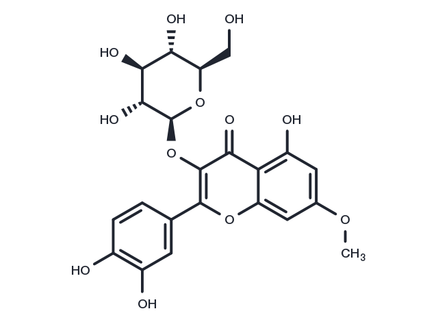 Rhamnetin 3-O-β-D-glucopyranoside Chemical Structure