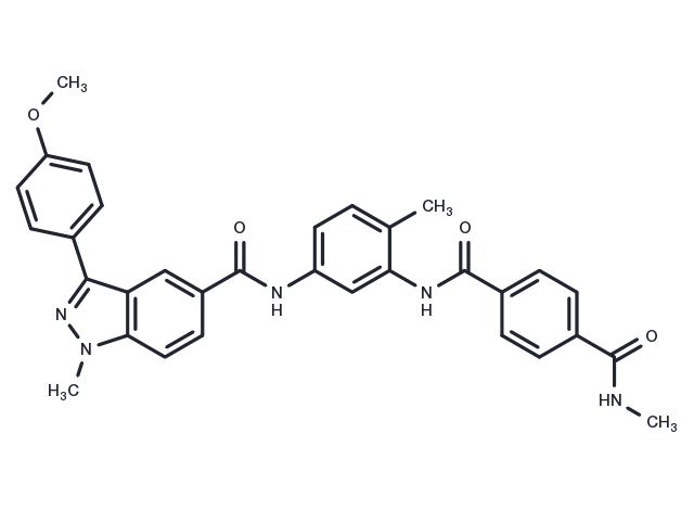 N1-[5-[[[3-(4-Methoxyphenyl)-1-methyl-1H-indazol-5-yl]carbonyl]amino]-2-methylphenyl]-N4-methyl-1,4-benzenedicarboxamide (ACI) Chemical Structure