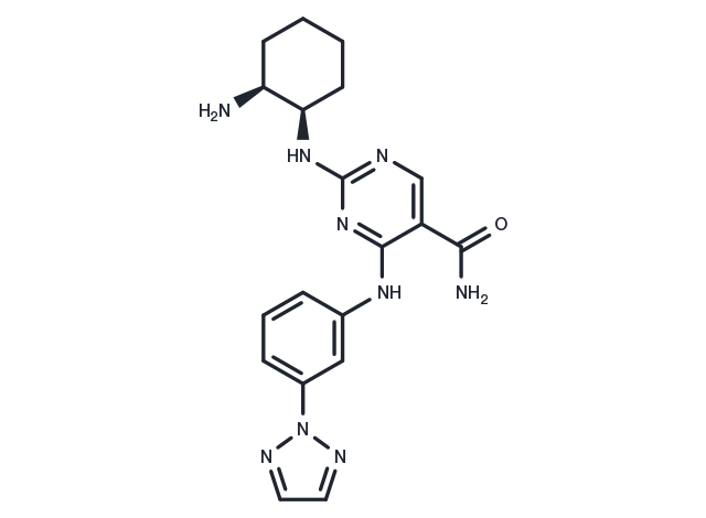 5-Pyrimidinecarboxamide, 2-[[(1R,2S)-2-aminocyclohexyl]amino]-4-[[3-(2H-1,2,3-triazol-2-yl)phenyl]amino]-, rel- Chemical Structure