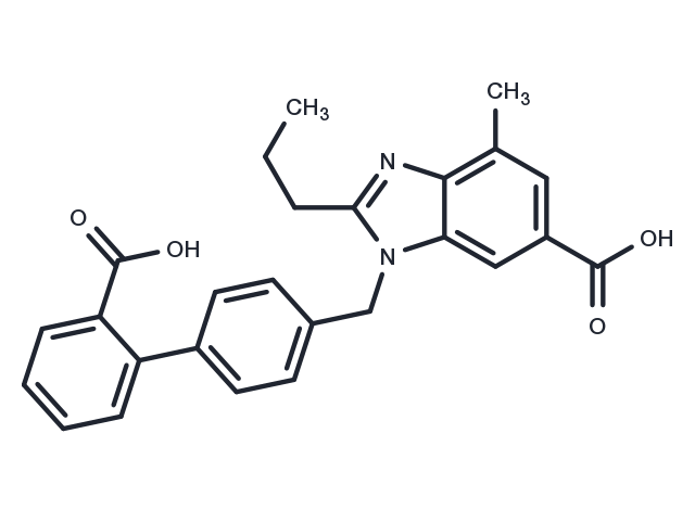 1-((2'-Carboxy-[1,1'-biphenyl]-4-yl)methyl)-4-methyl-2-propyl-1H-benzo[d]imidazole-6-carboxylic acid Chemical Structure