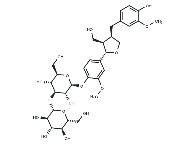 (+)-Lariciresinol 4'-O-beta-D-Glucopyranosyl-(1->3)-beta-D-glucopyranoside Chemical Structure