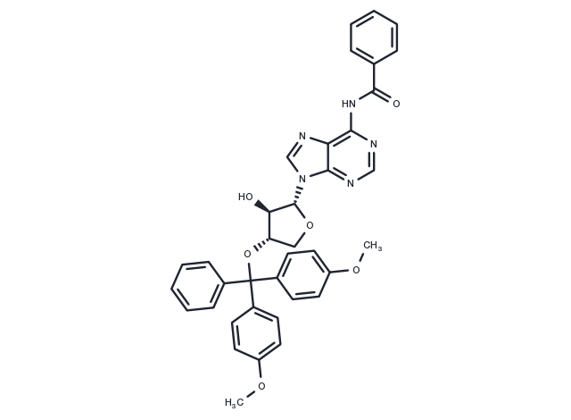 1-[3’-O-[(4,4’-dimethoxytriphenyl)methyl]-a-L-threofuranosyl]-N6-benzoyladenine Chemical Structure