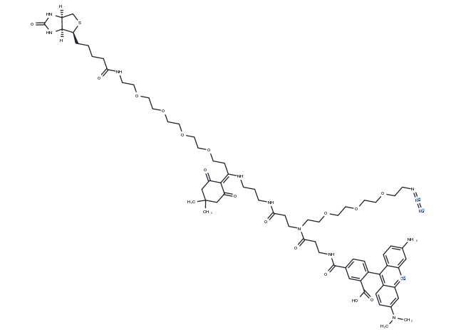 Biotin-PEG4-Dde-TAMRA-PEG3-Azide Chemical Structure