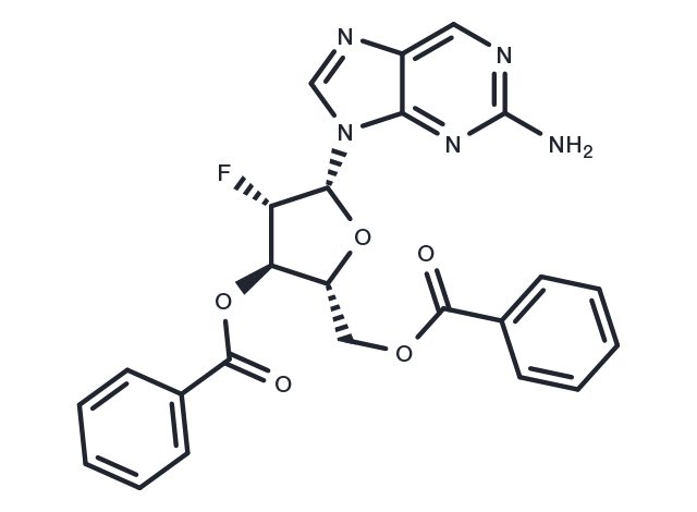 2-Aminopurine -9-beta-D-(3’,5’-di-O-benzoyl-2’-deoxy-2’-fluoro)arabinoriboside Chemical Structure