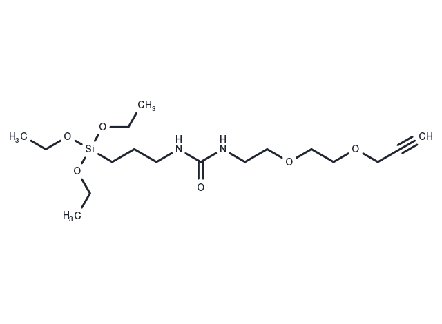 Propargyl-PEG2-urea-C3-triethoxysilane Chemical Structure