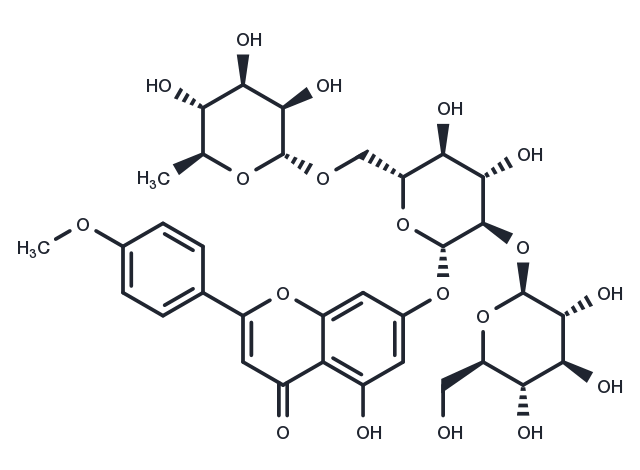 Acacetin 7-O-(6′′-O-α-L-rhamnopyranosyl-β-sophoroside) Chemical Structure