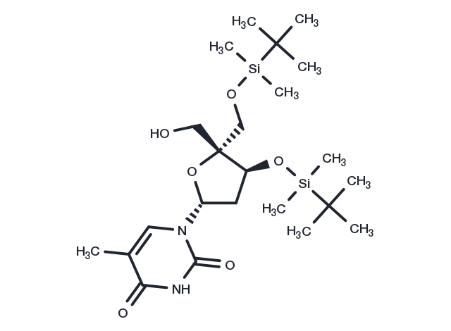 3’,5’-Bis(O-t-butyldimethylsilyl)-4’-C-hydroxymethyl thymidine Chemical Structure