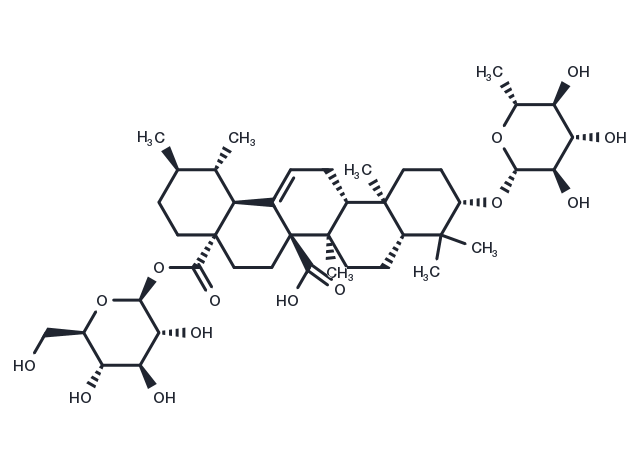 Quinovic acid 3-O-(6-deoxy-beta-D-glucopyranoside) 28-O-beta-D-glucopyranosyl ester Chemical Structure